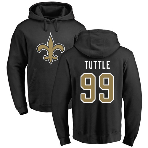 Men New Orleans Saints Black Shy Tuttle Name and Number Logo NFL Football #99 Pullover Hoodie Sweatshirts->new orleans saints->NFL Jersey